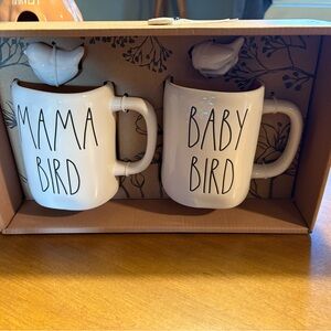 Rae Dunn Mama and Baby Bird Mug Set - Cream